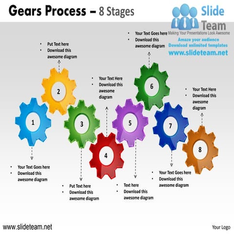 Interconnected gear pieces smart arts process 7 stages style 1 ...