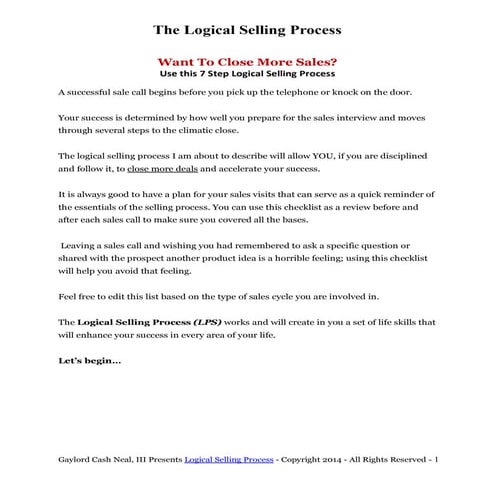 7 Step Logical Sales Process
