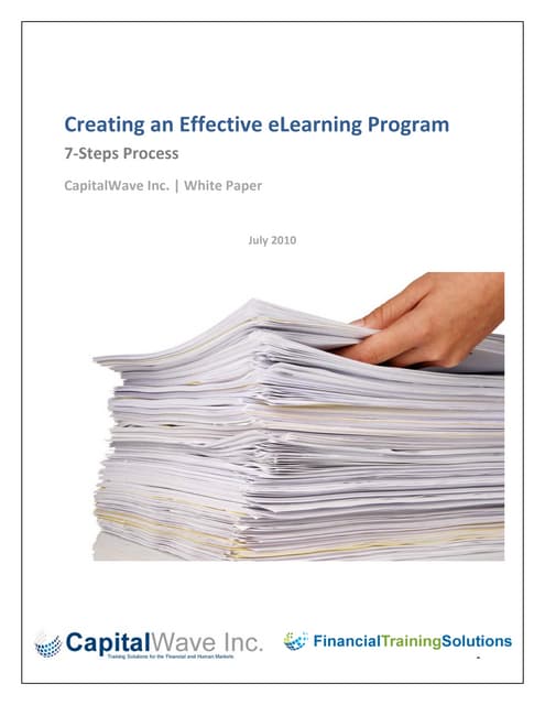 7 steps to creating an effective elearning program white paper july 2010