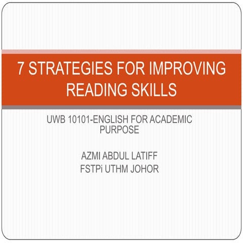 7 Strategies for Improving Reading Skills
