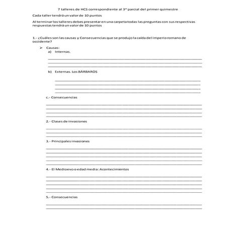 7 talleres de hcs correspondiente al 3er parcial del primer quimestre