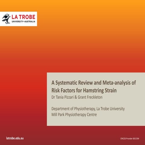 Tania Pizzari - Risk factors for hamstring strain
