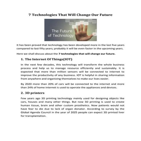 7 technologies that will change our future | PDF