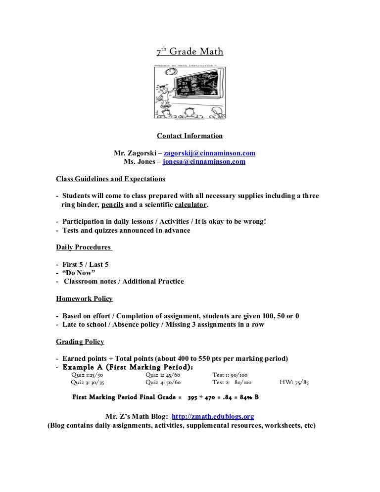 7th grade math outline