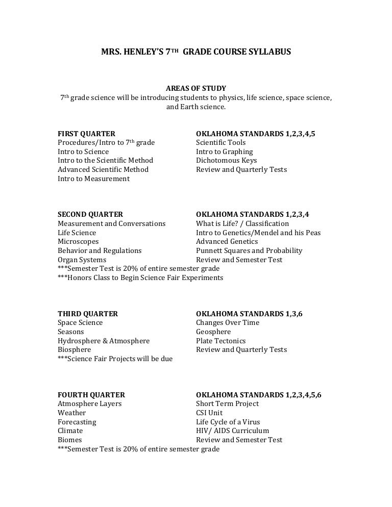 7th grade syllabus