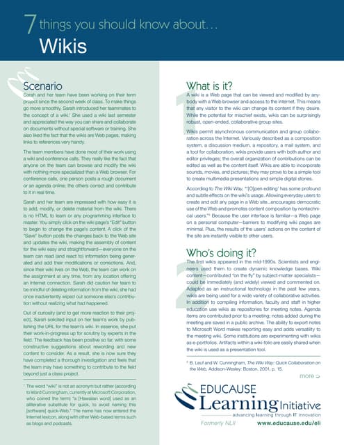 7 things you should know about wikis