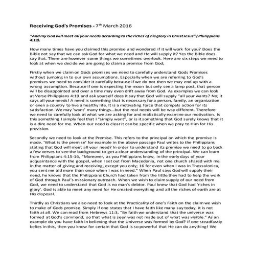 7th march 2016   Promises of God