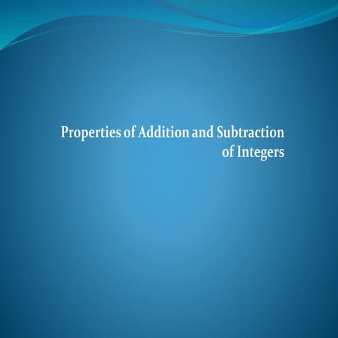 properties of addition and subtraction of integers | PPT