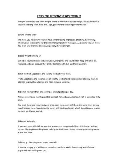 7 tips for effectively lose weight