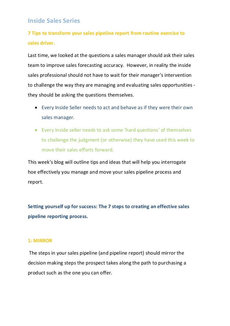 7 tips to transform your sales pipeline report from routine exercise