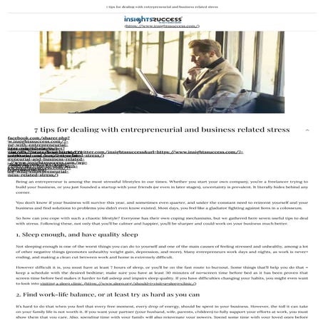 7 tips for dealing with entrepreneurial and business related stress | PDF