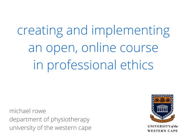Creating and implementing an open online course