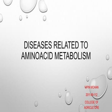 Disease related to aminoacid metabolosm