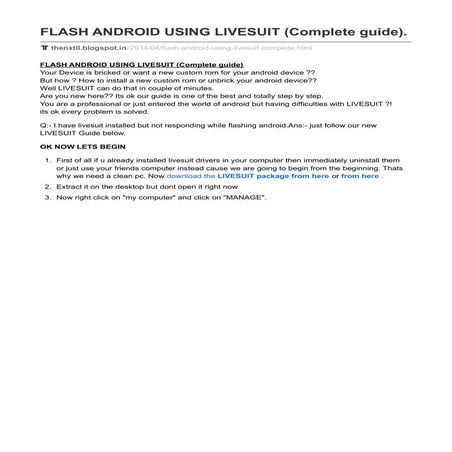Flash android using livesuit