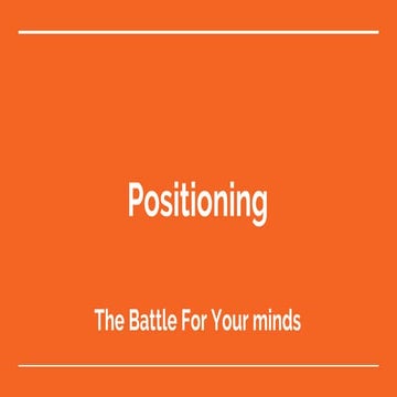 Positioning - How To Stand Out In The Customer's Mind
