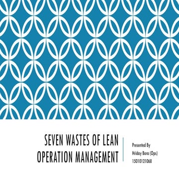 Seven wastes of lean operations management