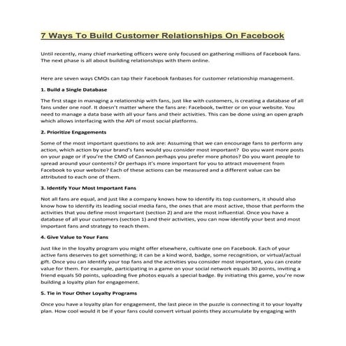 7 ways to build customer relationships on facebook