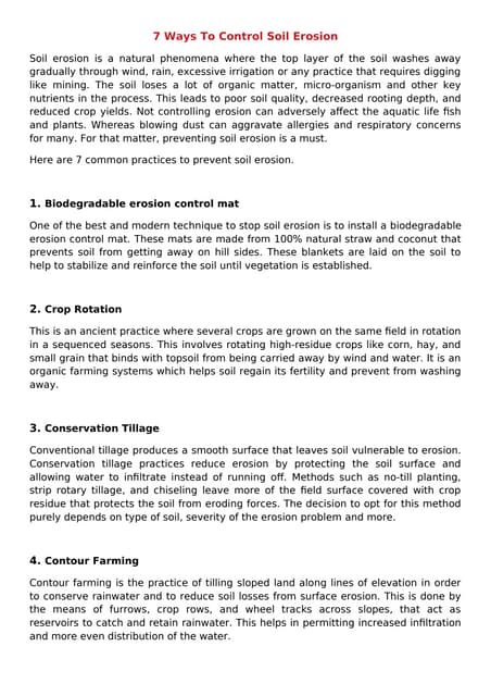 Soil erosion control measures | PPT