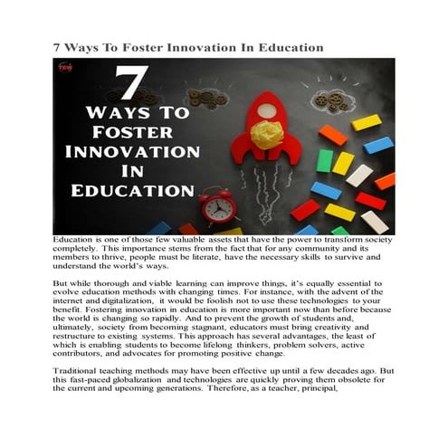 7 Ways To Foster Innovation In Education | The Enterprise World