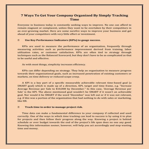 7 ways to get your company organized by simply tracking time