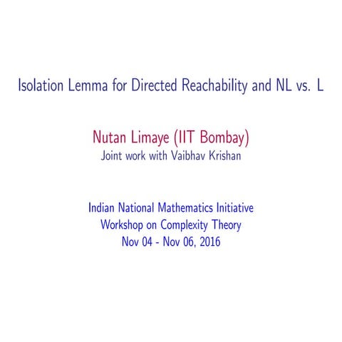 Isolation Lemma for Directed Reachability and NL vs. L