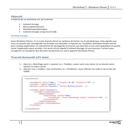 Windows Phone Workshop: Isolated Storage / LINQ to SQL