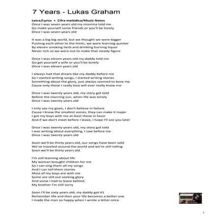 7 years   Lukas Graham - educacao musical letra e cifra