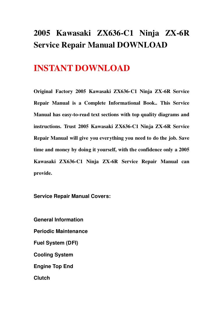 kawasaki zx 6r servicepartsassemblyma nuals pdf Array - 2005 kawasaki zx636  c1 ninja zx 6r service repair manual download rh slideshare ...