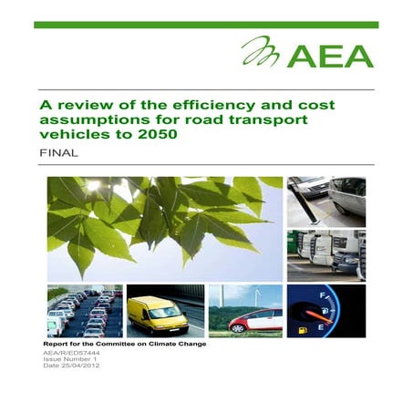Cost and efficiency assumptions for modelling low carbon vehicles out to 2050