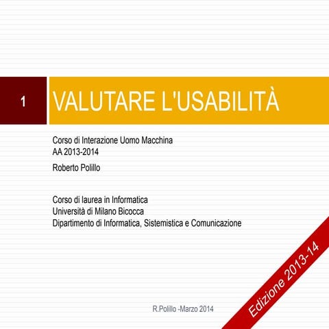 8. Valutare la usabilita'