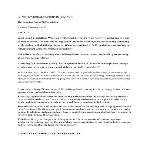 8. cognitive side of self regulation - veronica ann ancheta