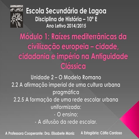 8. O modelo romano   a formação de uma rede escolar urbana uniformizada