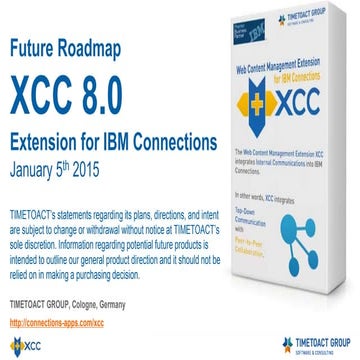XCC Future Roadmap