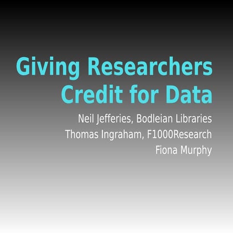 Giving researchers credit for data