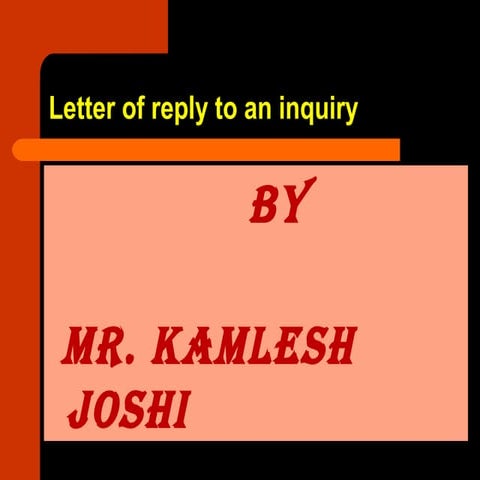 8. letter of reply to an inquiry