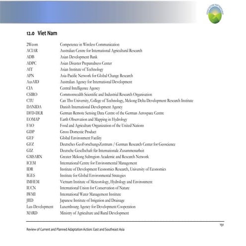 Vietnam review of current and planned adaption action