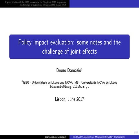 Policy impact evaluation: some notes and the challenge of joint effects