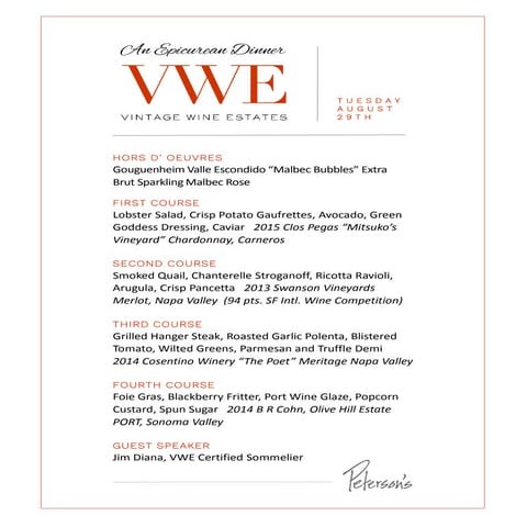 8.29.17  vintage wine estates epicurean dinner at petersons