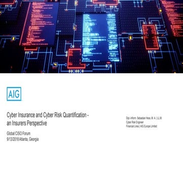 Global CCISO Forum 2018 | Sebastian Hess "Cyber Insurance and Cyber Risk Quan...
