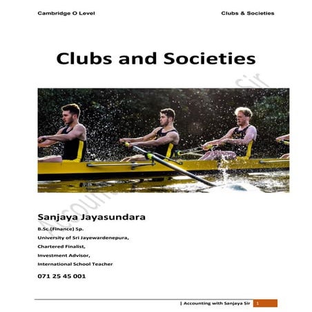 clubs & societies : final accounts of non - profit organisations