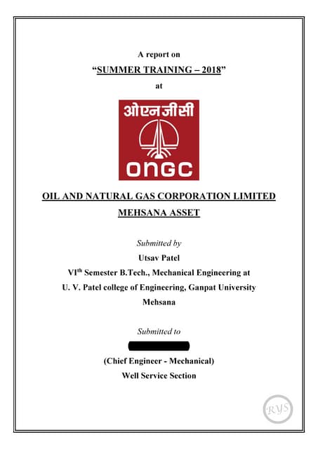 ONGC Summer Training Report