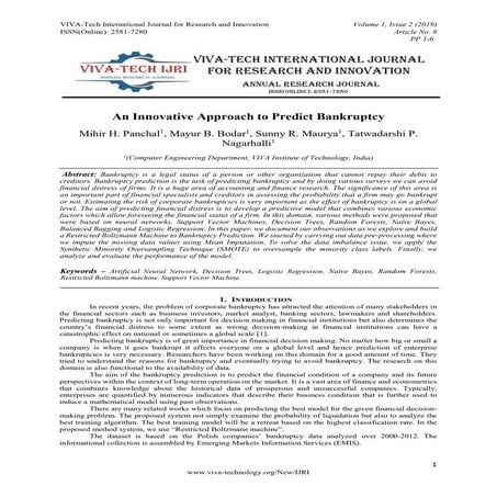 An Innovative Approach to Predict Bankruptcy