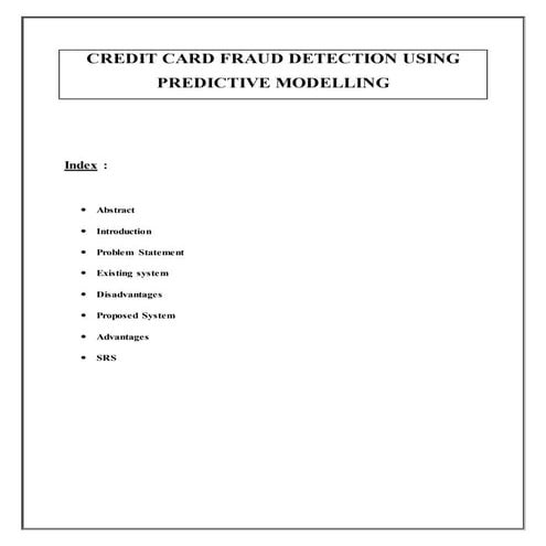 credit card fraud analysis using predictive modeling python project abstract