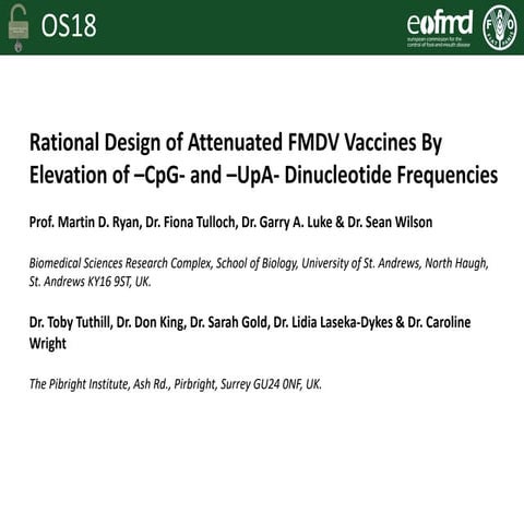 OS18 - 8.a.2 Rational Design of Attenuated FMDV Vaccines by elevation of –Cpg...