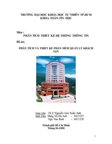 Đề tài: Phân tích và thiết kế phần mềm quản lý khách sạn, HAY