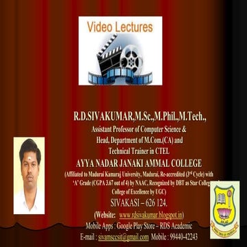 Video Lectures - R.D.Sivakumar