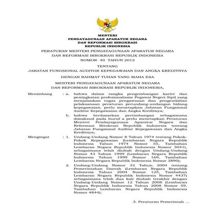 8. permenpan nomor  40 tahun 2012