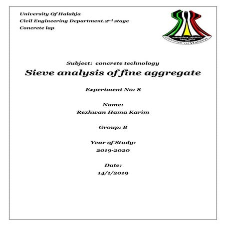 Sieve analysis of fine aggregate | PDF