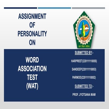 A presentation on Word Association Test(WAT)