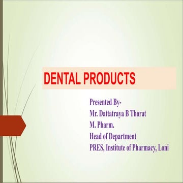 Dental products-Introduction and Classification